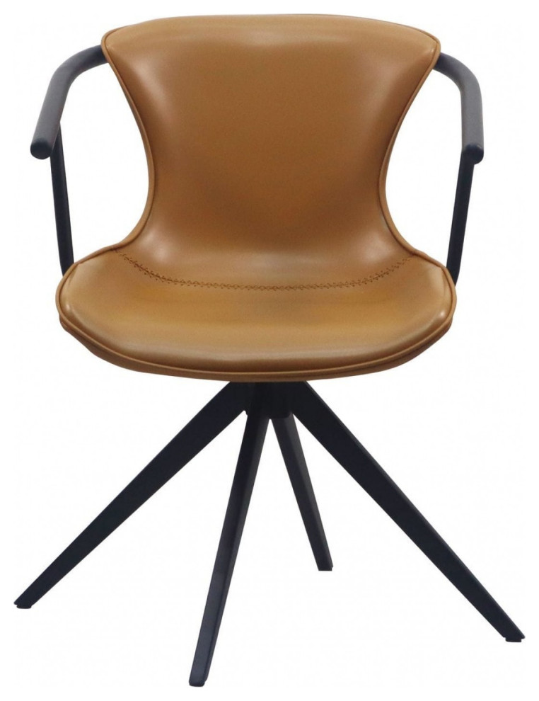 Camel Faux Leather Industrial Dining Chair Midcentury Dining Chairs by HomeRoots Houzz