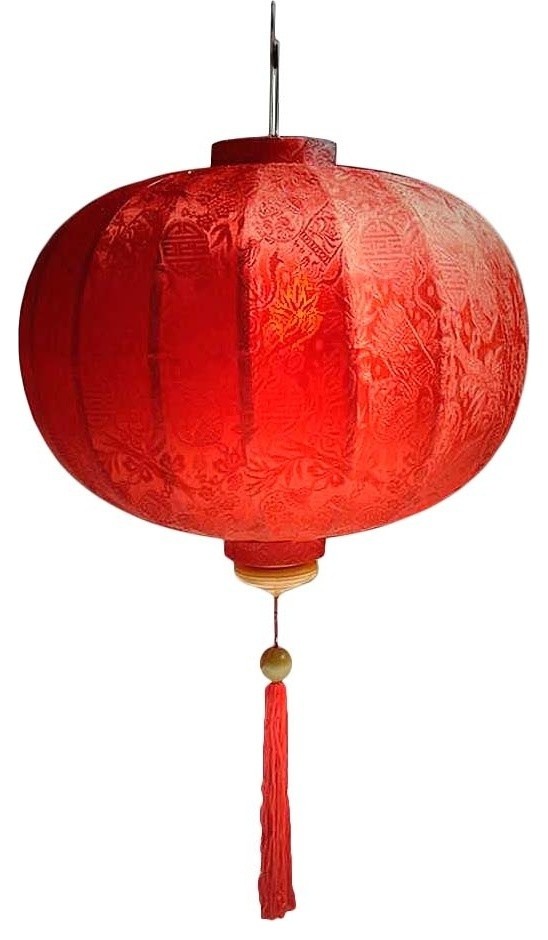 Vietnamese Ball Silk Lantern, 30" Asian Outdoor Hanging Lights by