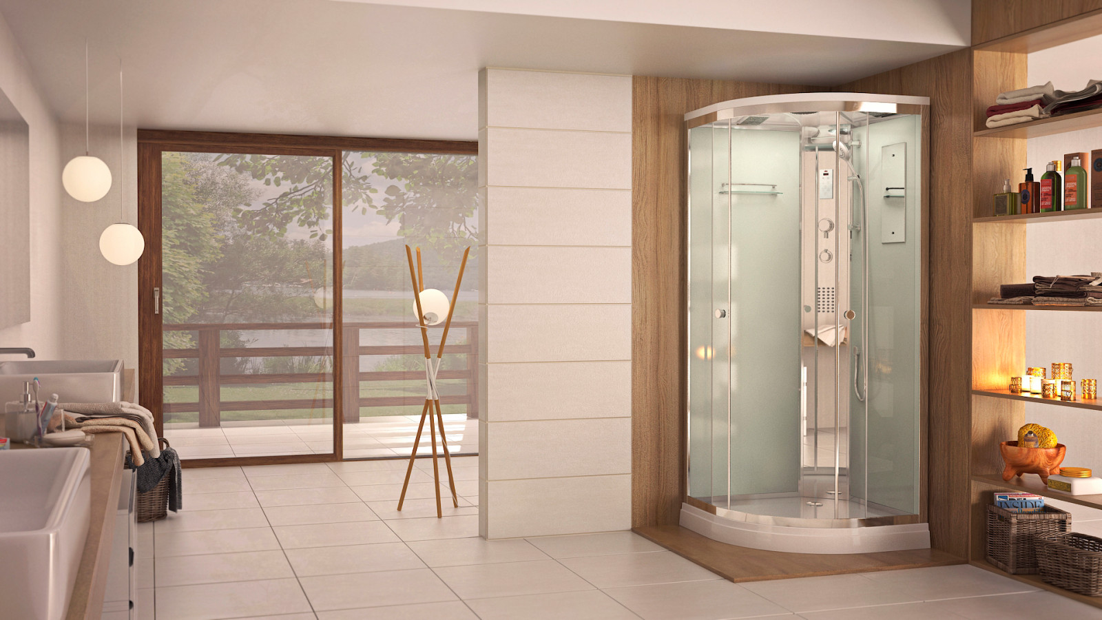 Душевая кабина TIMO коллекции Comfort в интерьере ванной комнаты