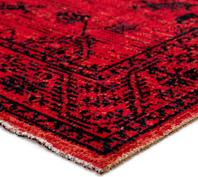 Jaipur Living Fayer Indoor Outdoor Medallion Red Black Rug 8 10 X12