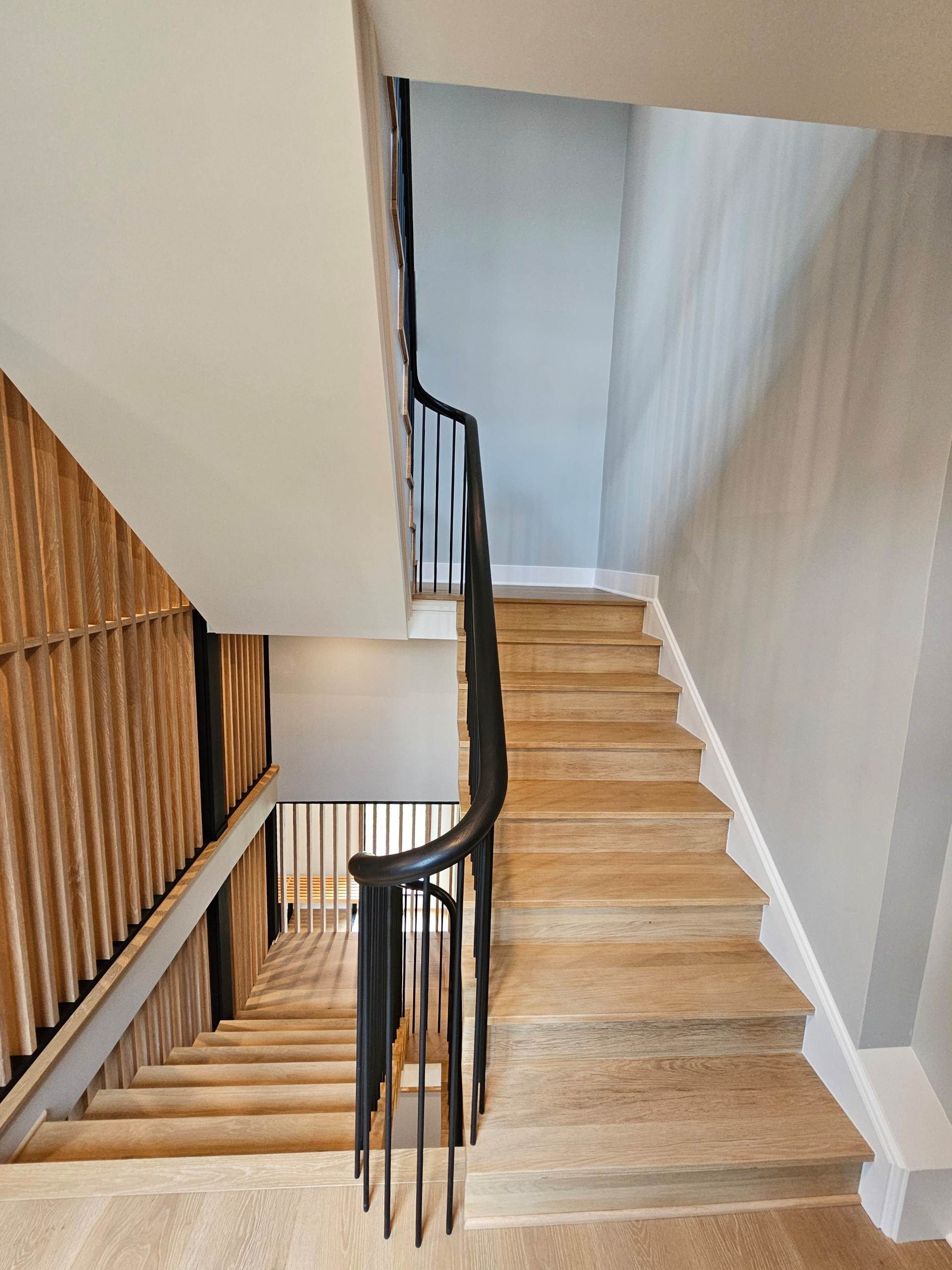 115_Stunning Continuous Rail System on 3 Story Floating Stairs; Arlington, VA 22