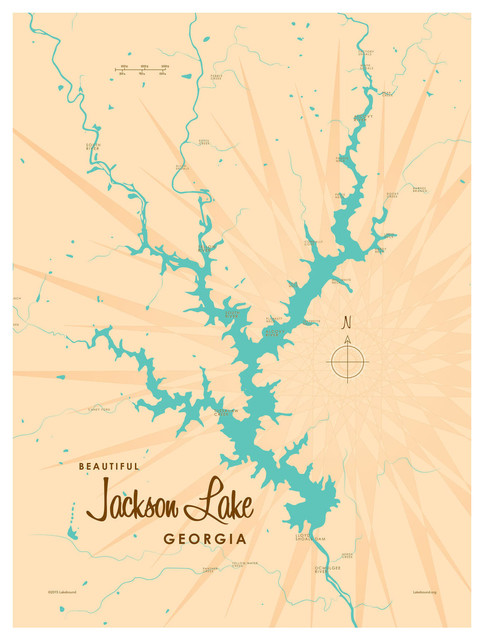 Lakebound Jackson Lake Georgia Map Art Print, 18"x24"