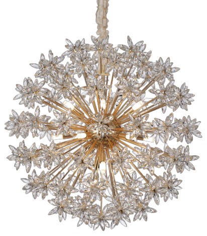 Bouquet 18-Light Round Chandelier - Crystal/Gold
