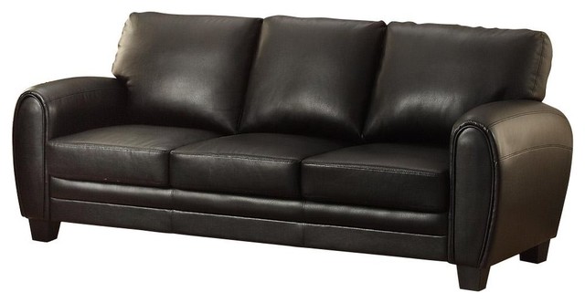 Rainier Casual Sofa, Black Microfiber 