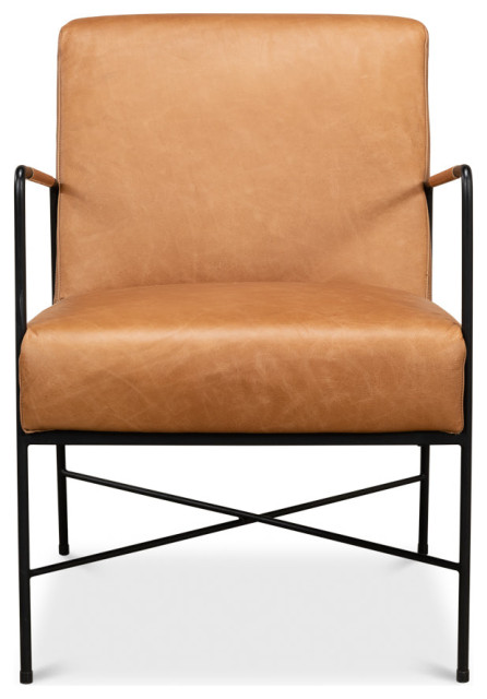 Xander Armchair Tan Leather Metal Frame Accent Chair