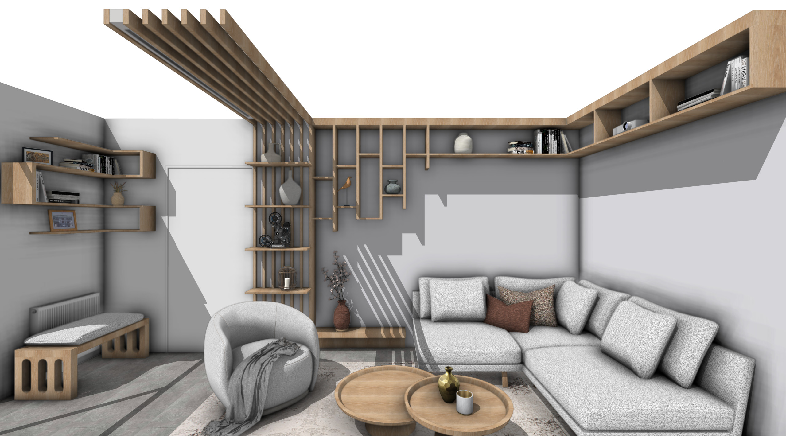 Harmonie bois I Salon Japandi I 9 m2 (en cours de création)
