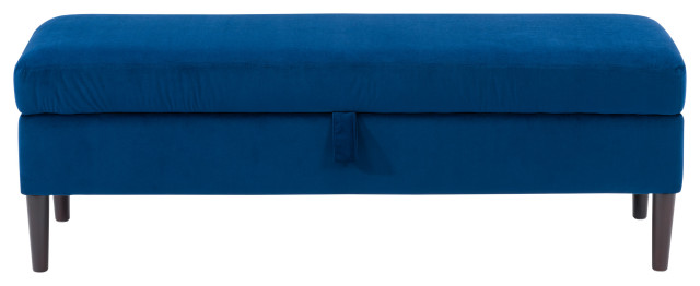 CorLiving Perry Velvet Storage Ottoman, Blue