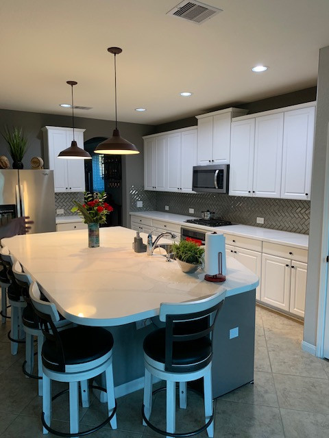Kitchen  Quartz Countertop and Backsplash
