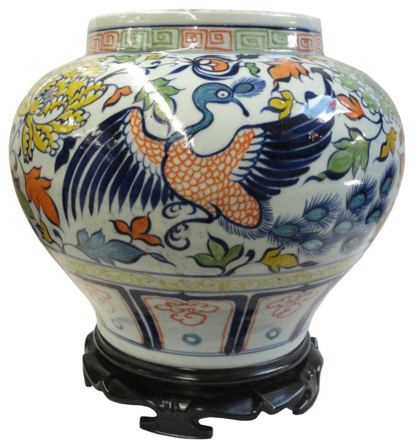 Chinese Porcelain Flower and Phoenix Plant Pot