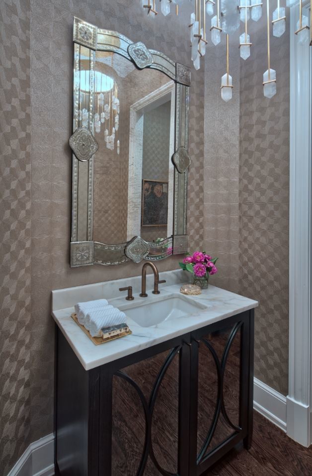 Design ideas for a transitional powder room in Chicago.