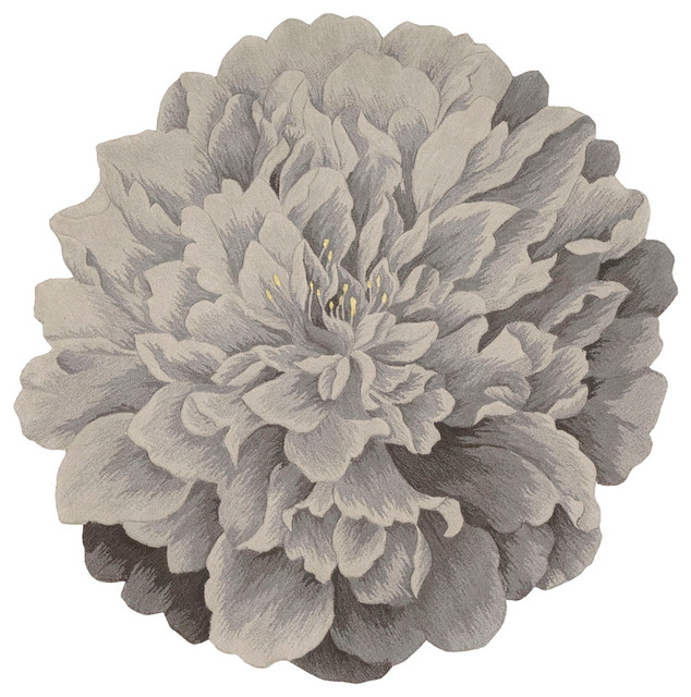 Floral Grey Rug, 3'x3' Shaped, Bloom BM33 by Nourison Rugs
