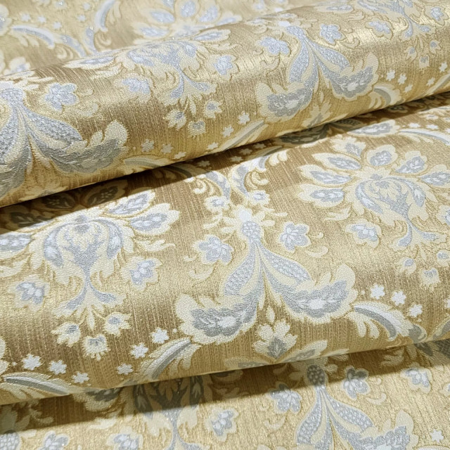 Gray silver gold metallic Victorian damask faux silk fabric textured ...