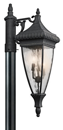 Kichler 49133BKG Three Light Outdoor Post Light, Venetian Rain