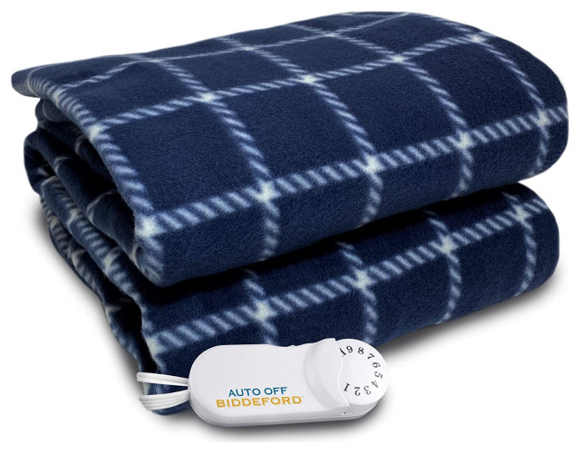Biddeford Comfort Knit Fleece Electric Heated Warming Throw Blanket Analog Rustic Throws
