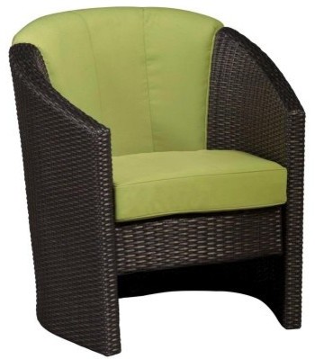 Home Styles Riviera Green Apple All-Weather Wicker Barrel Accent Chair