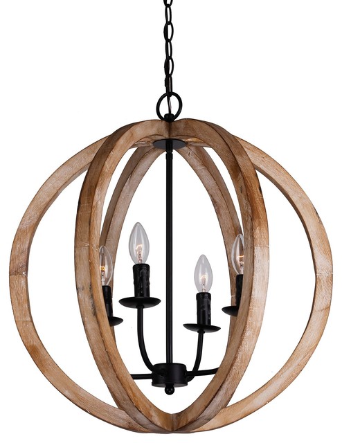 4 Light Wood Chandelier Distressed Fenceboard Finish Transitional 4 Light Wood Chandelier Distressed Fenceboard Finish