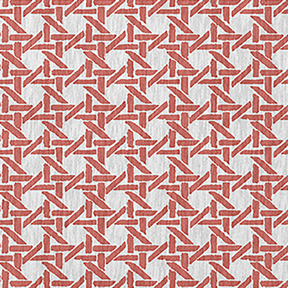 Rattan Geometric Rug, Coral, 5'x7'