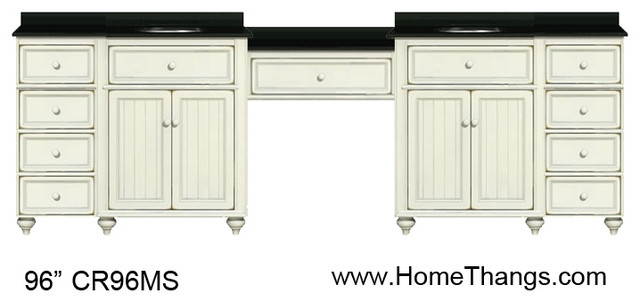 Sagehill Designs 96" Double Bathroom Vanity With Make-Up Station - -HomeThangs