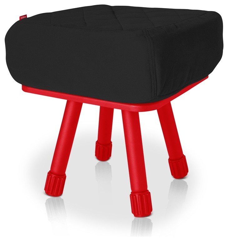 Krukski Stool in Black with Red Tablitski Cushion