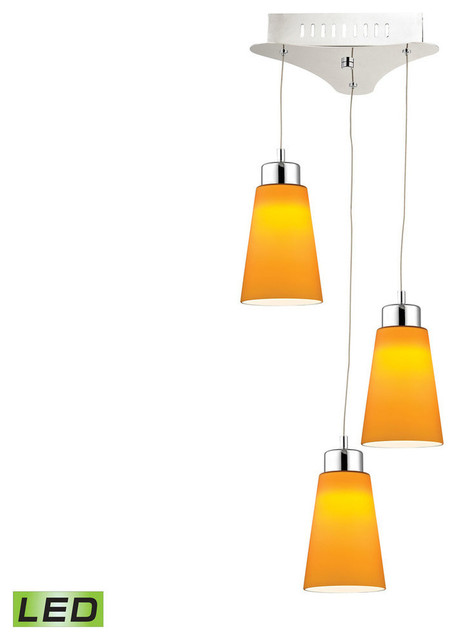Elk Lighting Coppa Triple LED Pendant Complete, Yellow/Chrome - LCA503-8-15