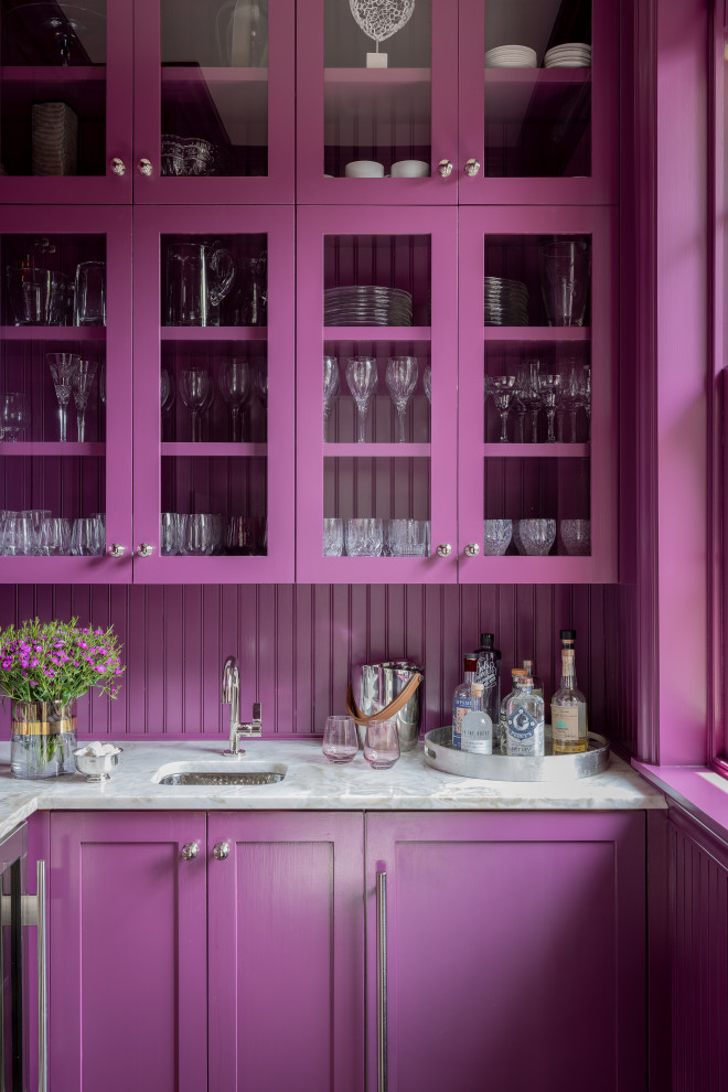 Inspiration for a transitional home bar in Boston.