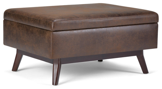 Owen Coffee Table Ottoman With Storage Midcentury Footstools And Elgin Upholstered Coffee Table Storage Ottoman Distressed Chestnut Brown