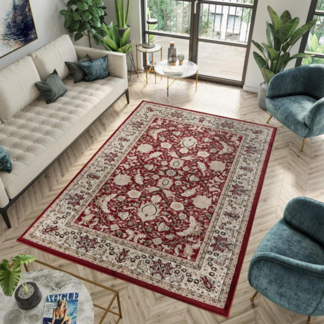 Hollywood Collection Polypropylene Red And Cream 10' X 14' Area Rugs
