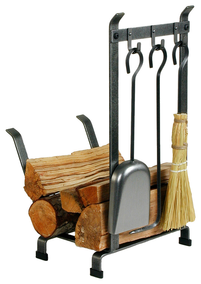 Log Rack With Tools Transitional Firewood Racks by Enclume