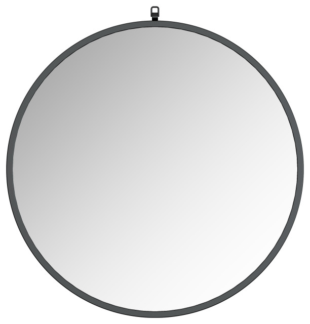Haylo Black 36 Framed Round mirror with hook