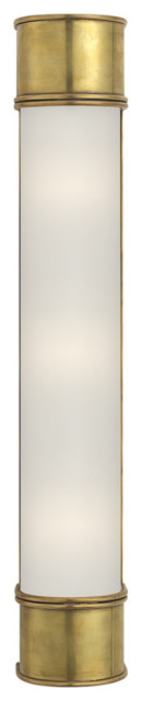 Oxford Bathroom Wall Sconce, 3-Light  Burnished Brass, Frosted Glass, 24"H