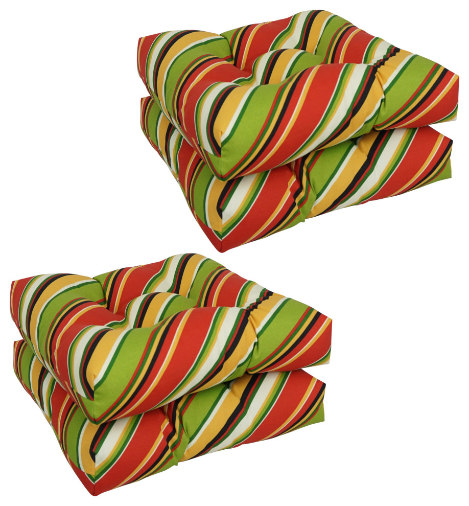 19" Squared Outdoor Tufted Dining Chair Cushions, Set of 4, Browning ...
