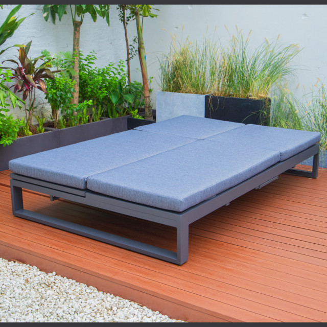 Two In One Chair LeisureMod Chelsea Convertible 2 in 1 Sofa and Double Chaise Lounge ...