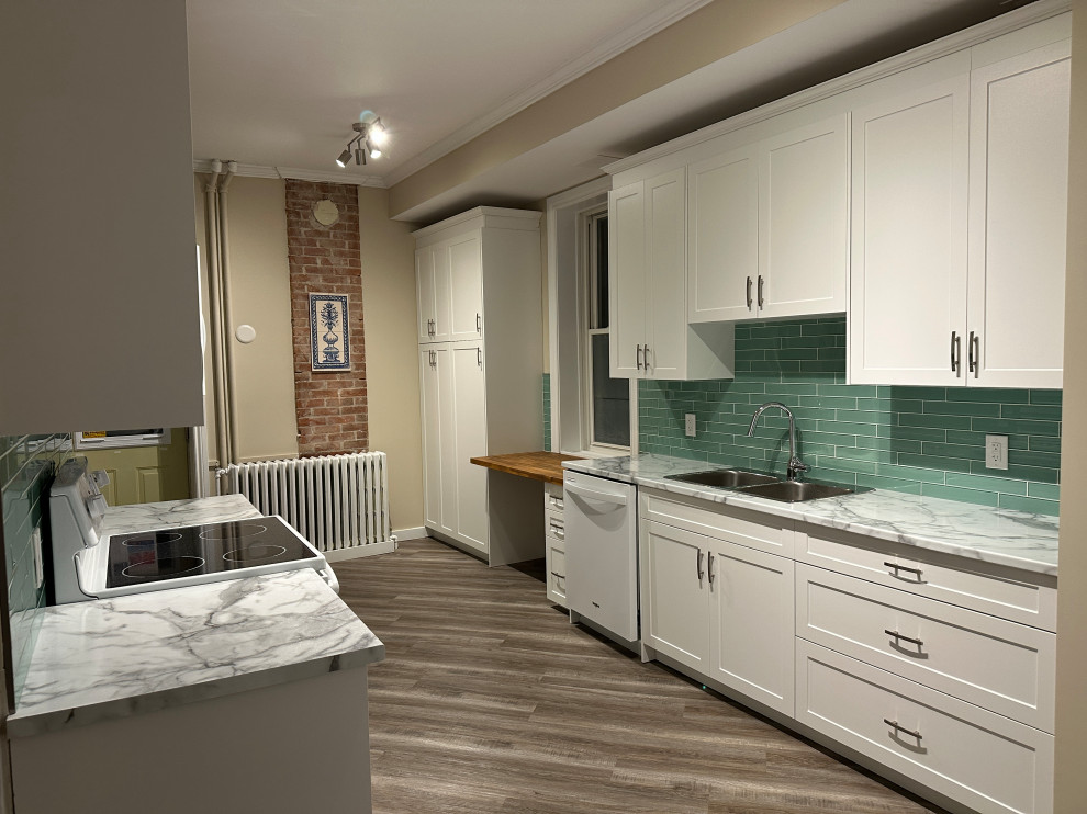 Soft Green Glass Tile Backsplash