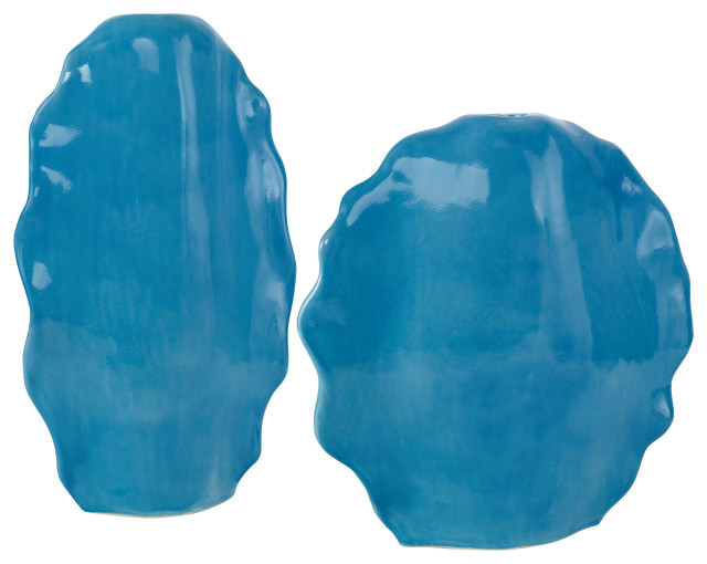 Ruffled Feathers Blue Vases, S/2 Contemporary Vases by Ownax Houzz