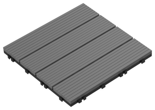 24-Pack Wood Plastic Composite Interlocking Patio Tiles Outdoor Flooring