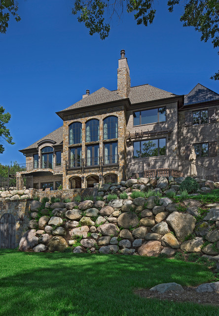Old World Lake Home traditional-house-exterior
