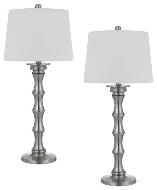 Noah 33" Accent Table Lamp Set of 2, Turned Pedestal Base, Silver