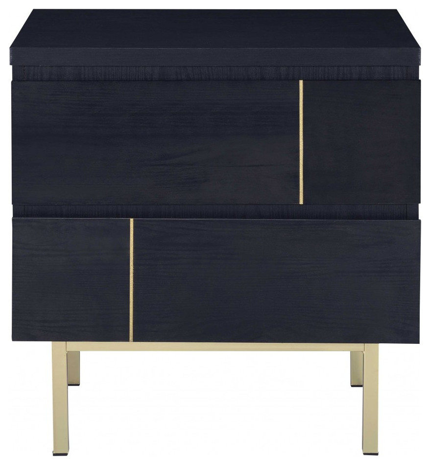 21 X16 X22 Black And Brass Metal Nightstand Contemporary Nightstands And Bedside Tables By Homeroots