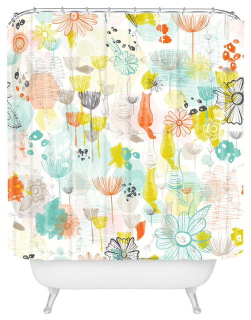 Deny Designs Jenean Morrison Rooftop Garden Shower Curtain, Standard 69"x72" Contemporary