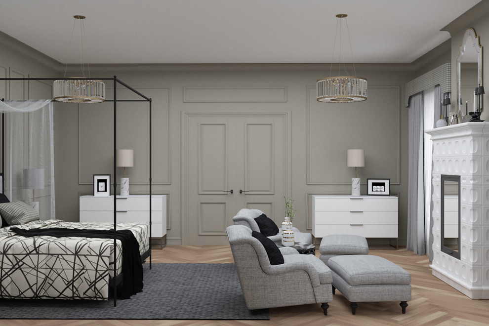 Дизайн проект спальни загородного дома