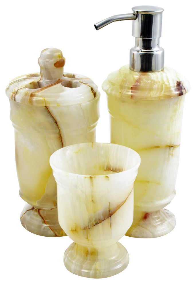 Nature Home Decor 540WO3 White Onyx 3Piece Bathroom Set of Siberian