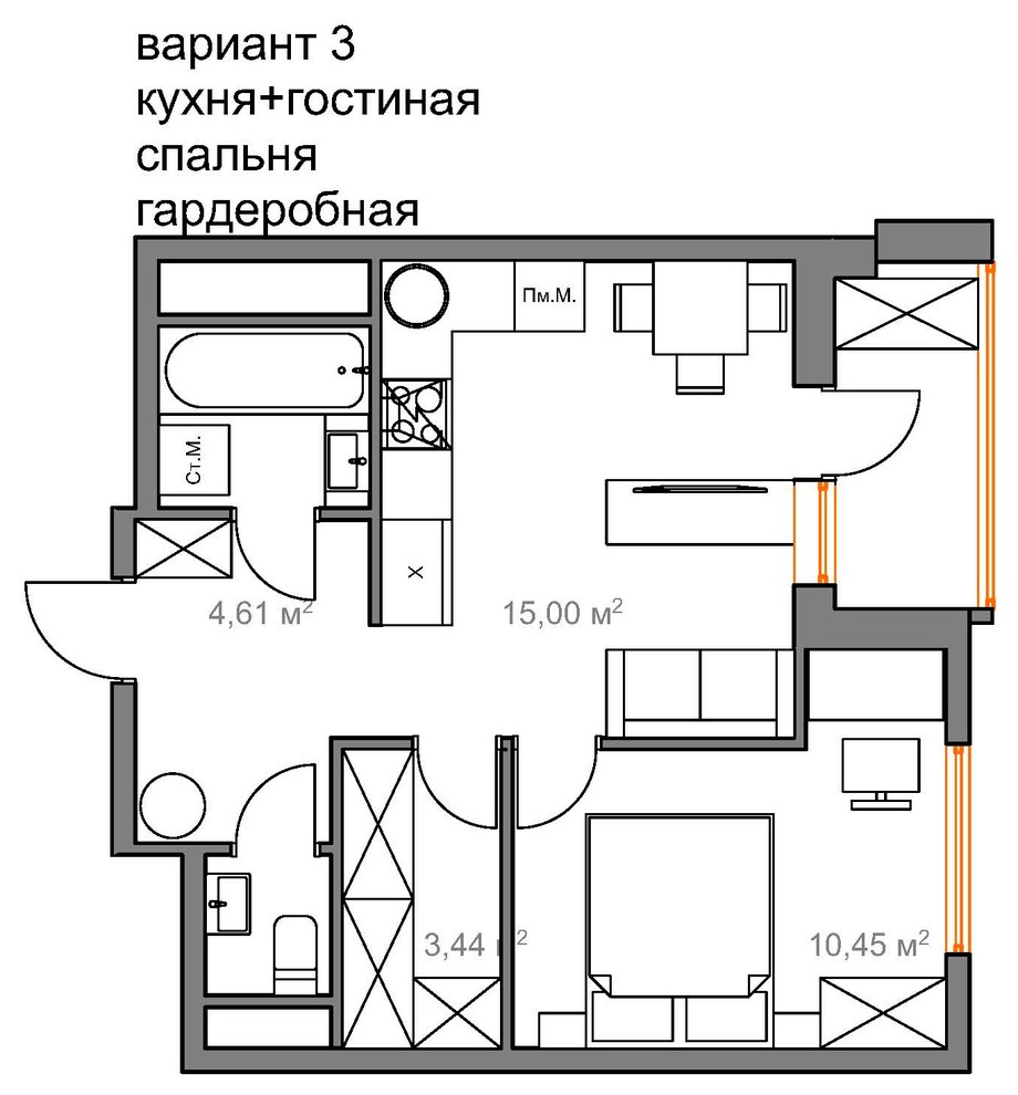 Квартира. 40 кв.м.