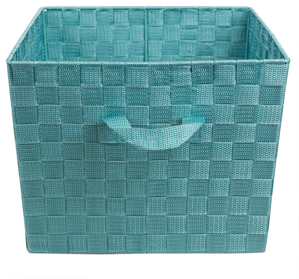 XLarge Polyester Woven Strap Open Bin, Teal Contemporary Storage