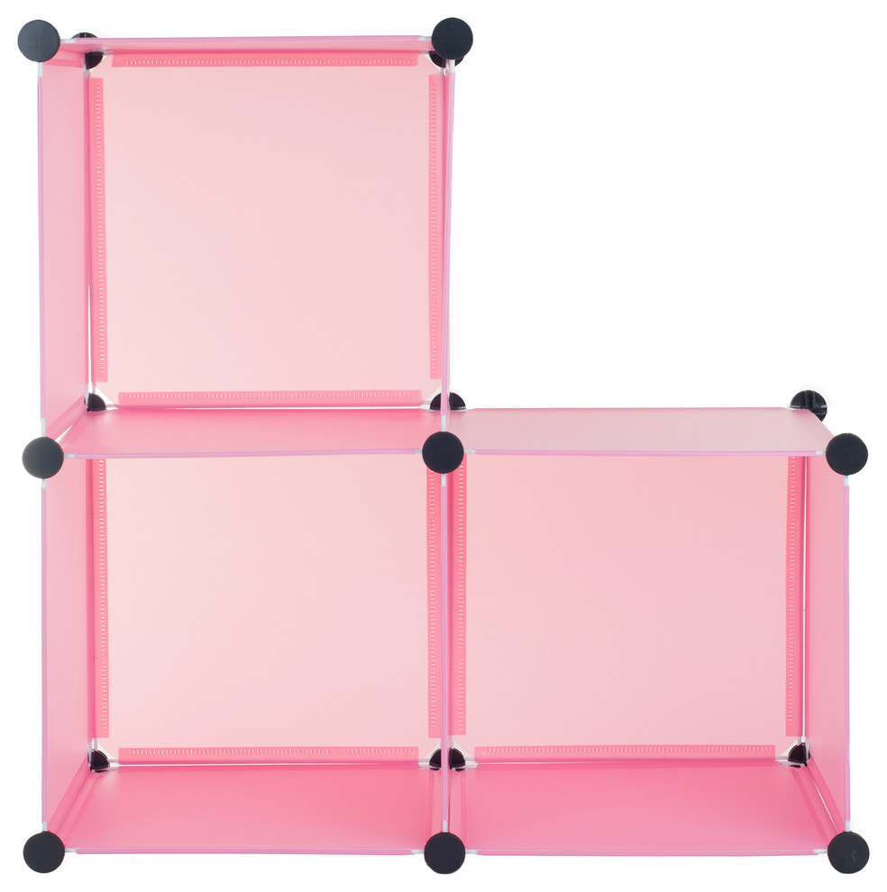 Everyday Home Plastic Storage Cubes 3 Pack, Pink Contemporary Kids Storage Benches And Toy