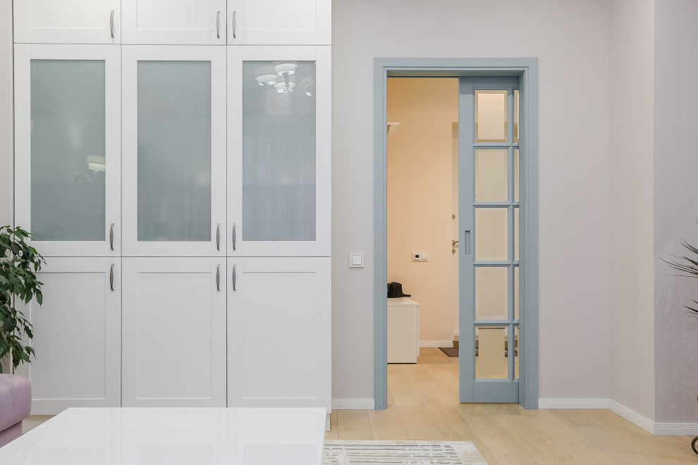 apartment with light blue doors