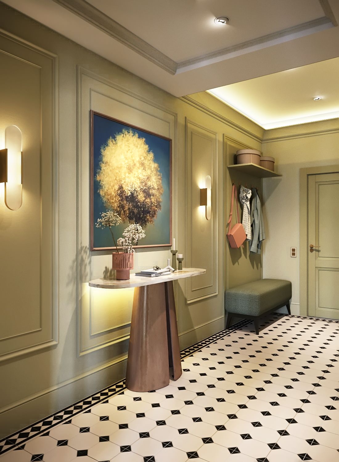 Кораллово-оливковый микс