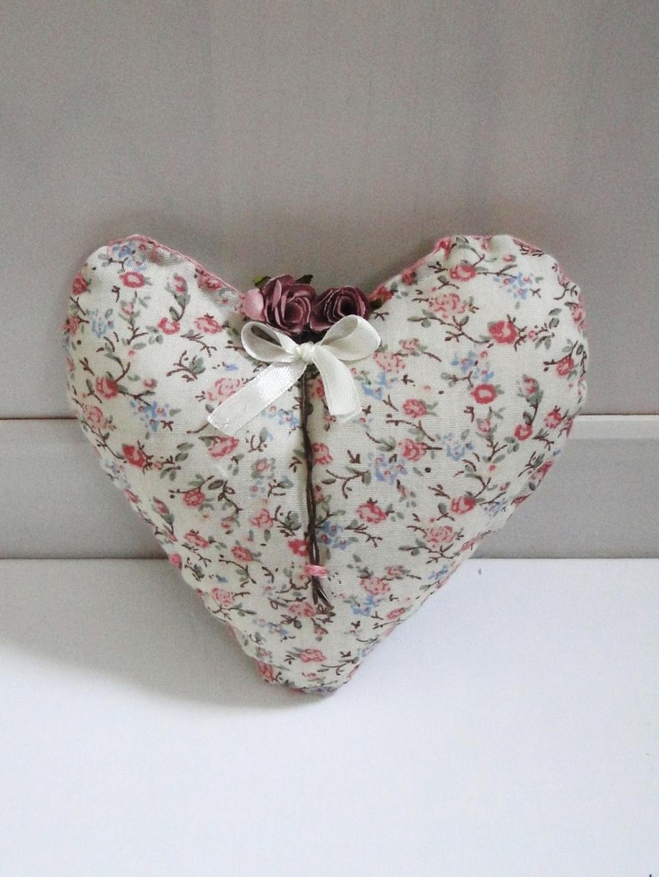 Vintage Rose Fabric Heart
