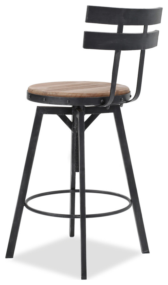 Featured image of post Industrial Adjustable Bar Stools With Backs - Free delivery over £40 to most of the uk great selection excellent customer service find everything.crafted from a mix of wood and iron and showcasing an adjustable design, this handsome swivel bar stool instantly elevates your favorite aesthetic.