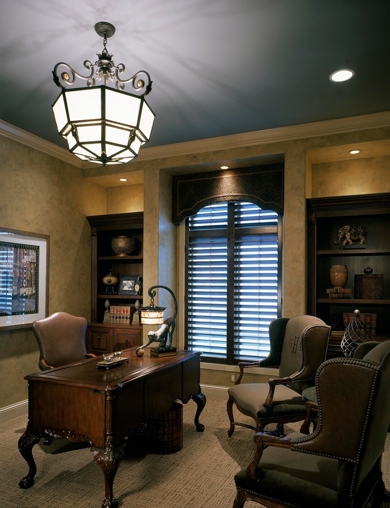 This is an example of a mediterranean home office in Omaha.