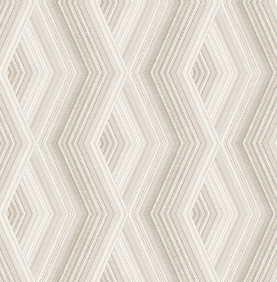 Aura Taupe Geometric Wallpaper, Sample Contemporary Wallpaper by